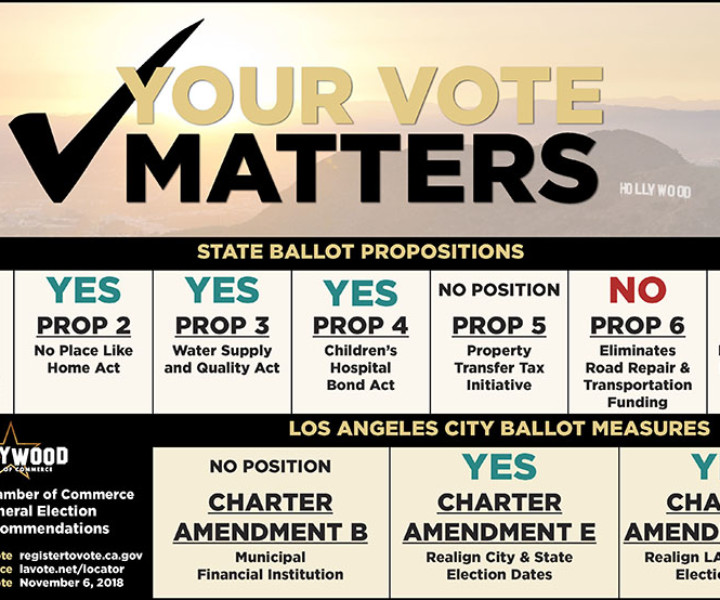 Hollywood Chamber of Commerce 
November 6th General Election 
Ballot Recommendations